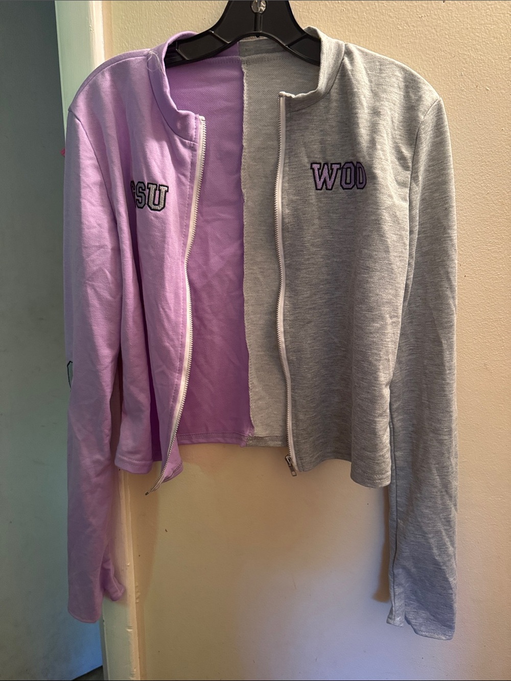 Two-Tone Lavender and Heather Gray Bomber Jacket